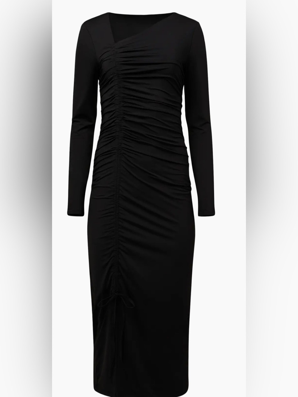 Rachel Parcell Asymmetric Shirred Jersey Midi-Dress in Black Size XS - Picture 2 of 12